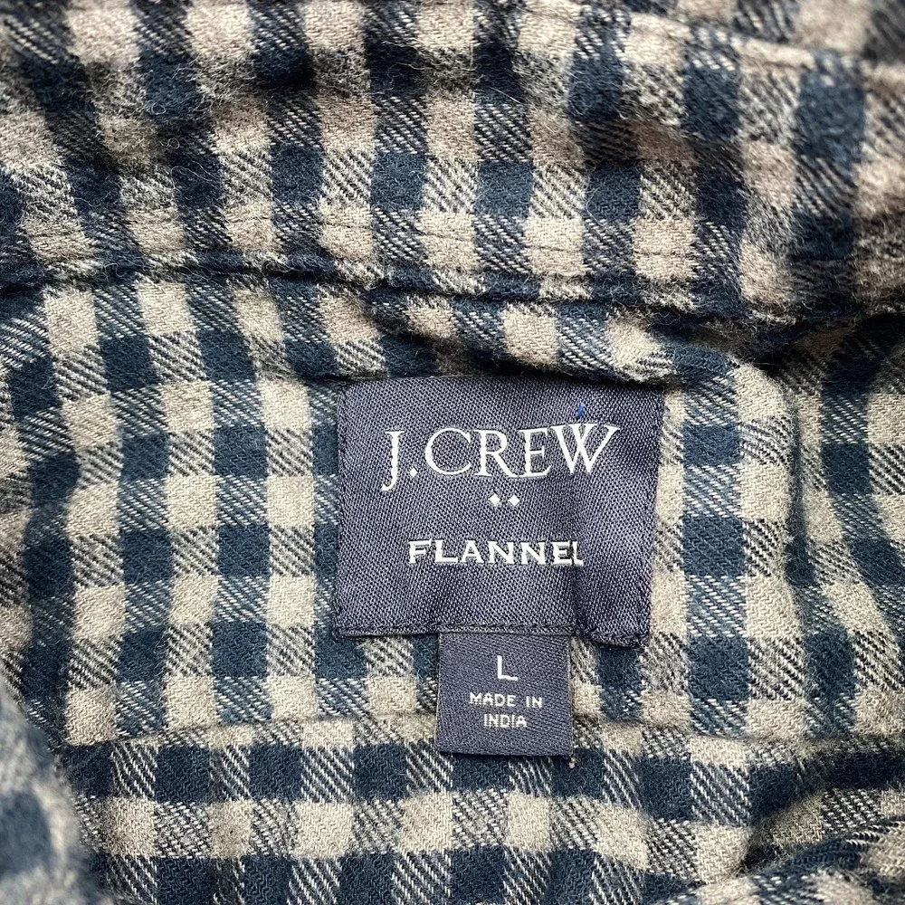 J Crew Shirt Mens Large Blue Check Flannel Button Up Long Sleeve Casual